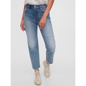 GAP High Rise Distressed Cheeky Straight Jeans